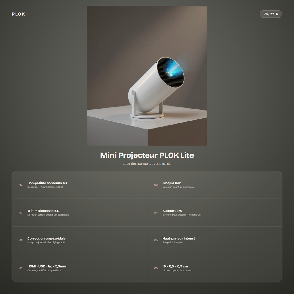 Mini Projecteur PLOK Lite - caractéristiques et avantages